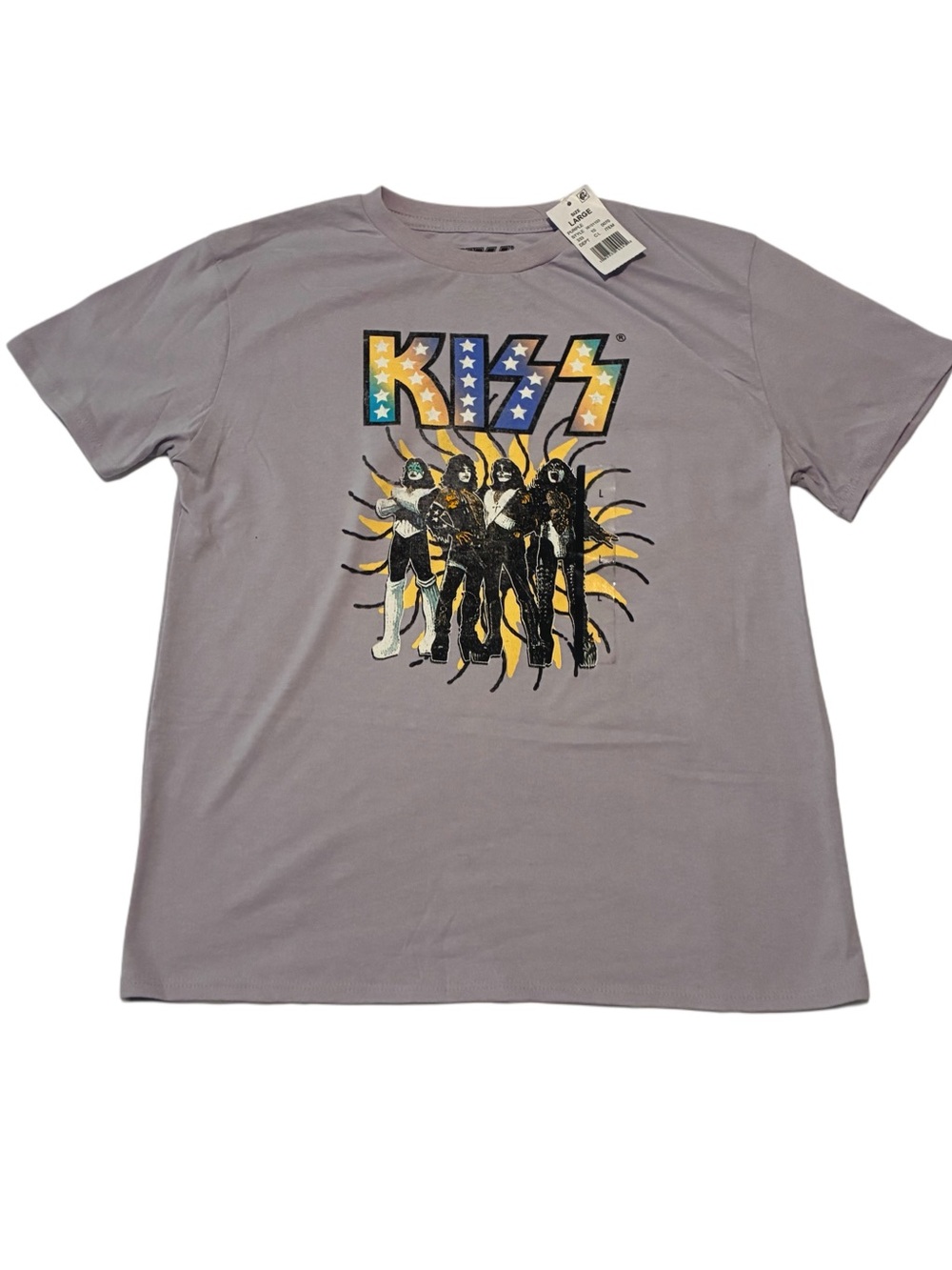 KISS Band Light Purple Kids Graphic T-Shirt Size L NWT